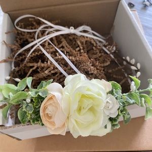 Floral headpiece for wedding or communion.